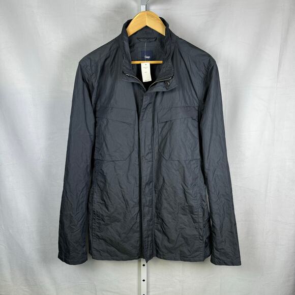 GAP Long Sleeve Full Zip NEW Navy Blue Rain Jacket Windbreaker Men's Siz… - Picture 1 of 7